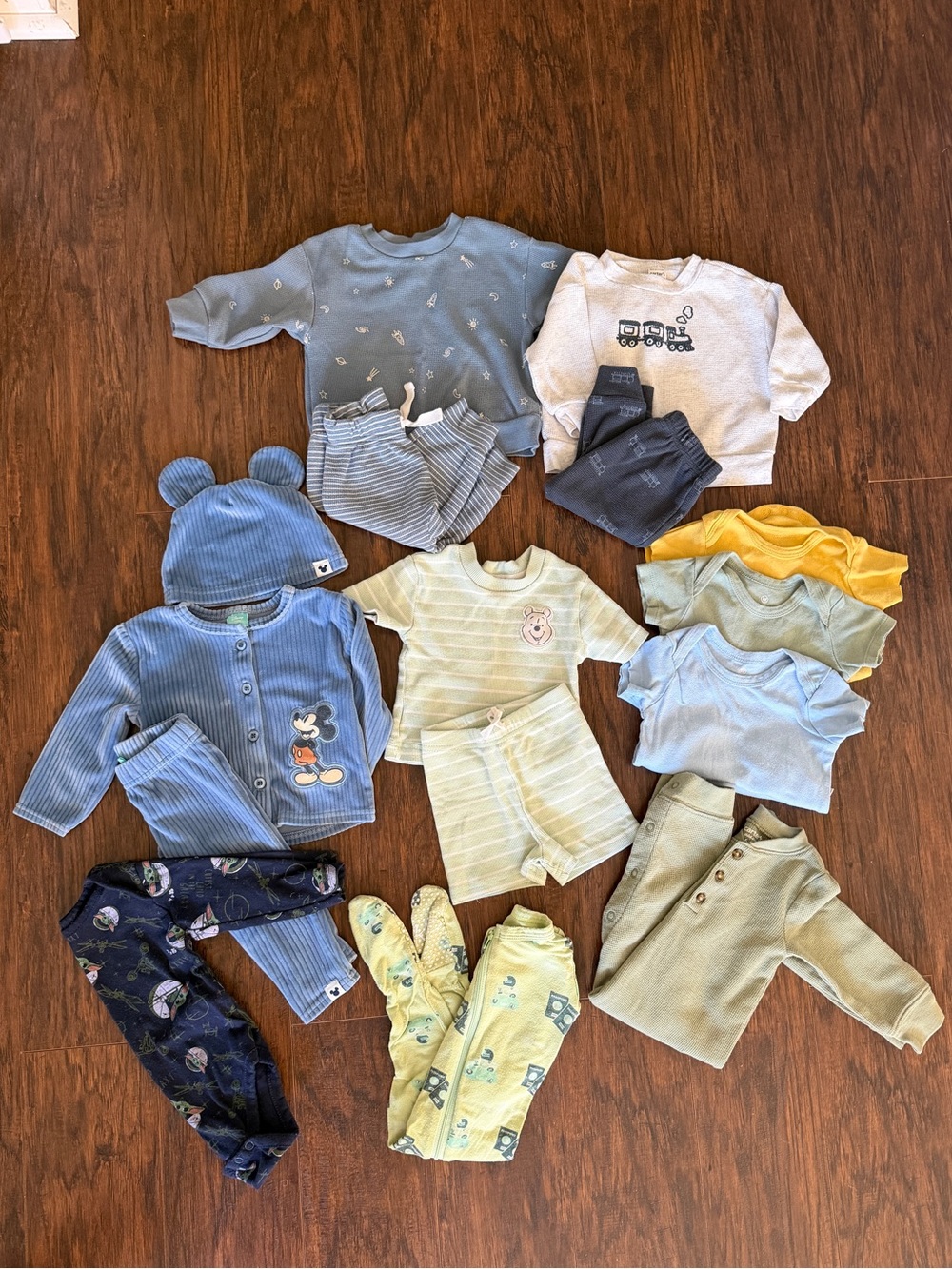 3-6 mo Baby Bundle: Disney, Carter's, Honest, Cat & Jack, Kickee Panys